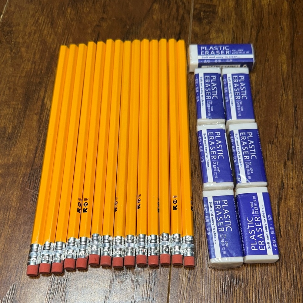 Pencil Lot & Erasers